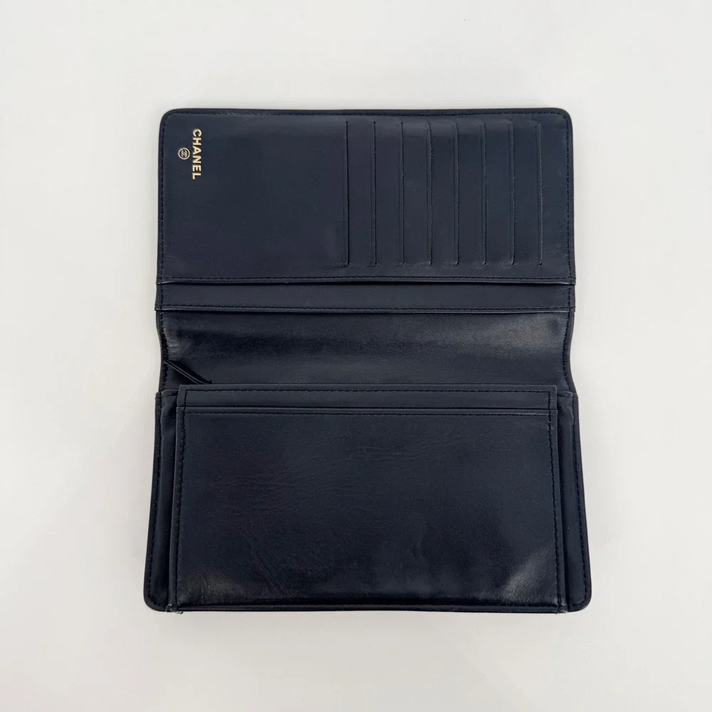 Chanel Boy Flap Wallet Black Quilted Caviar Gold Hardware Luxury Wallet on Chain